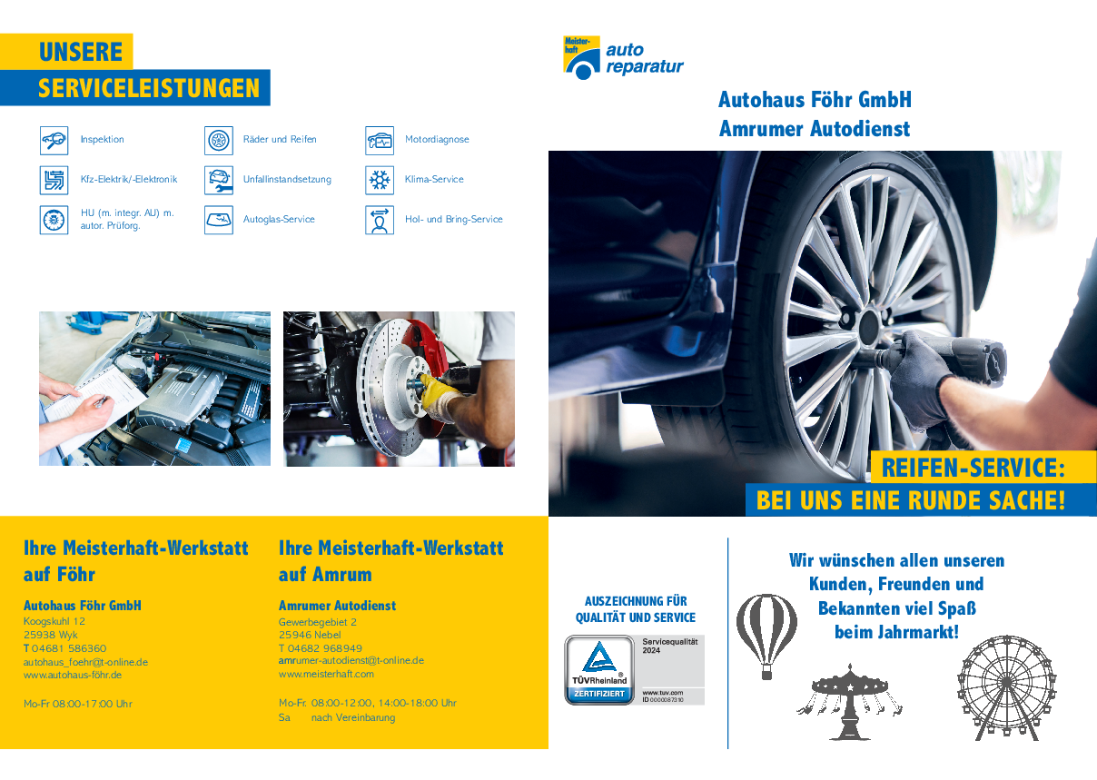 Werkstattprospekt von Autohaus Föhr GmbH Bild von Werkstattprospekt von Autohaus Föhr GmbH